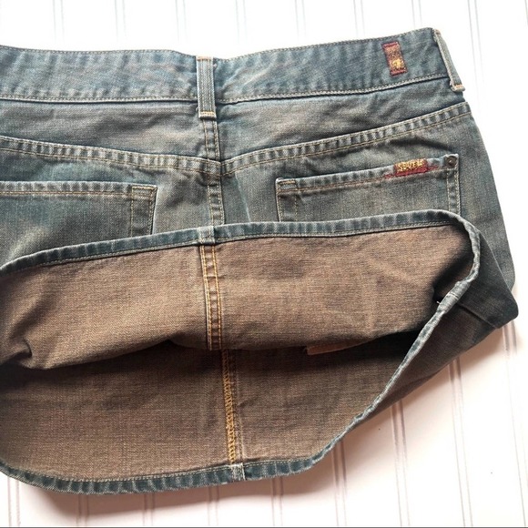 7 for All Mankind Denim Jean Mini Skirt Size 28 Blue Gray Acid Wash - Picture 10 of 13